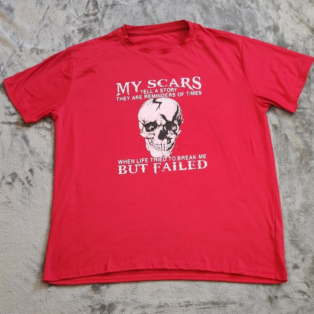 Unbranded Shirt Adult XL Red with Skull